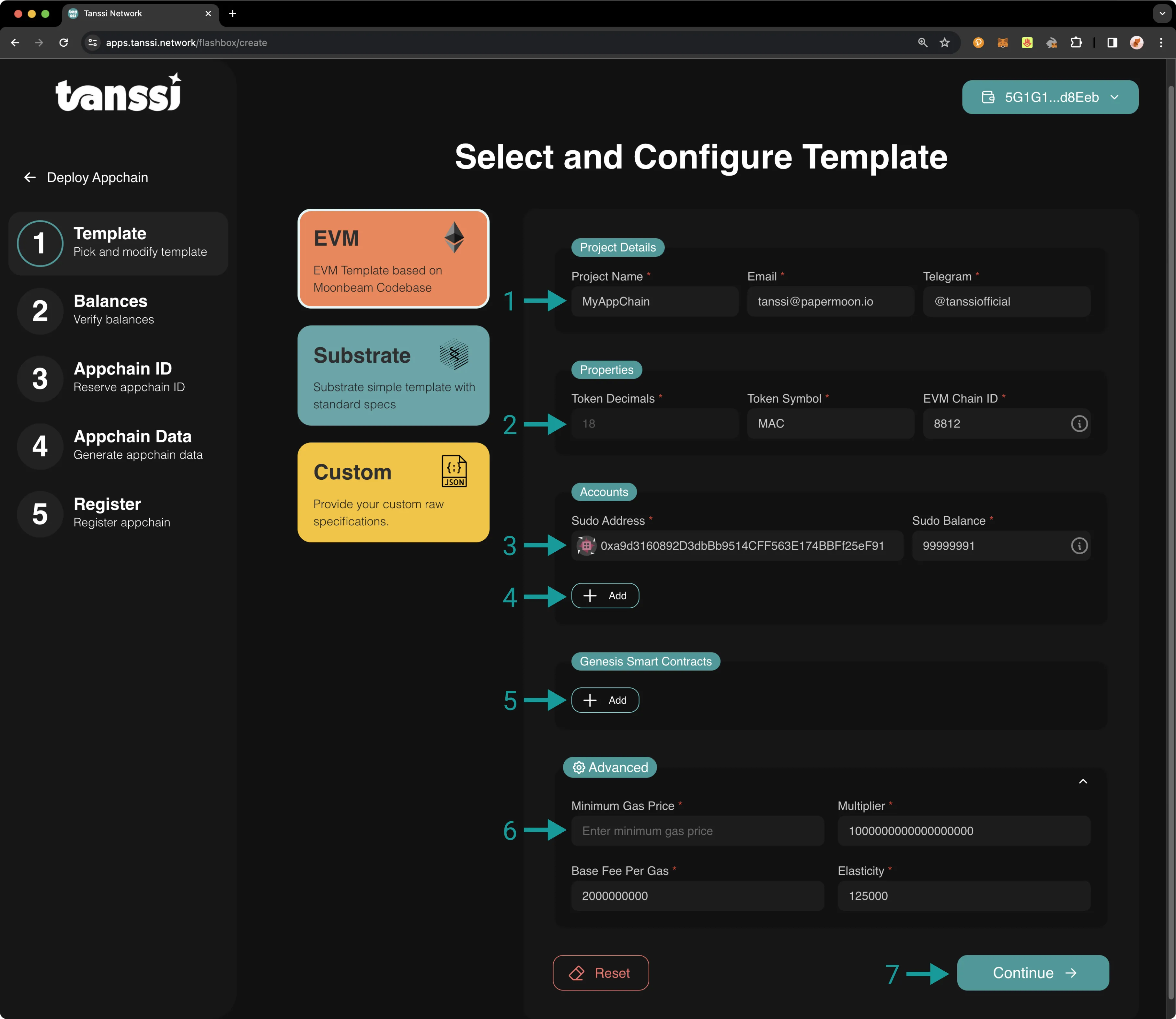 Create a Tanssi EVM Network with the Tanssi dApp.