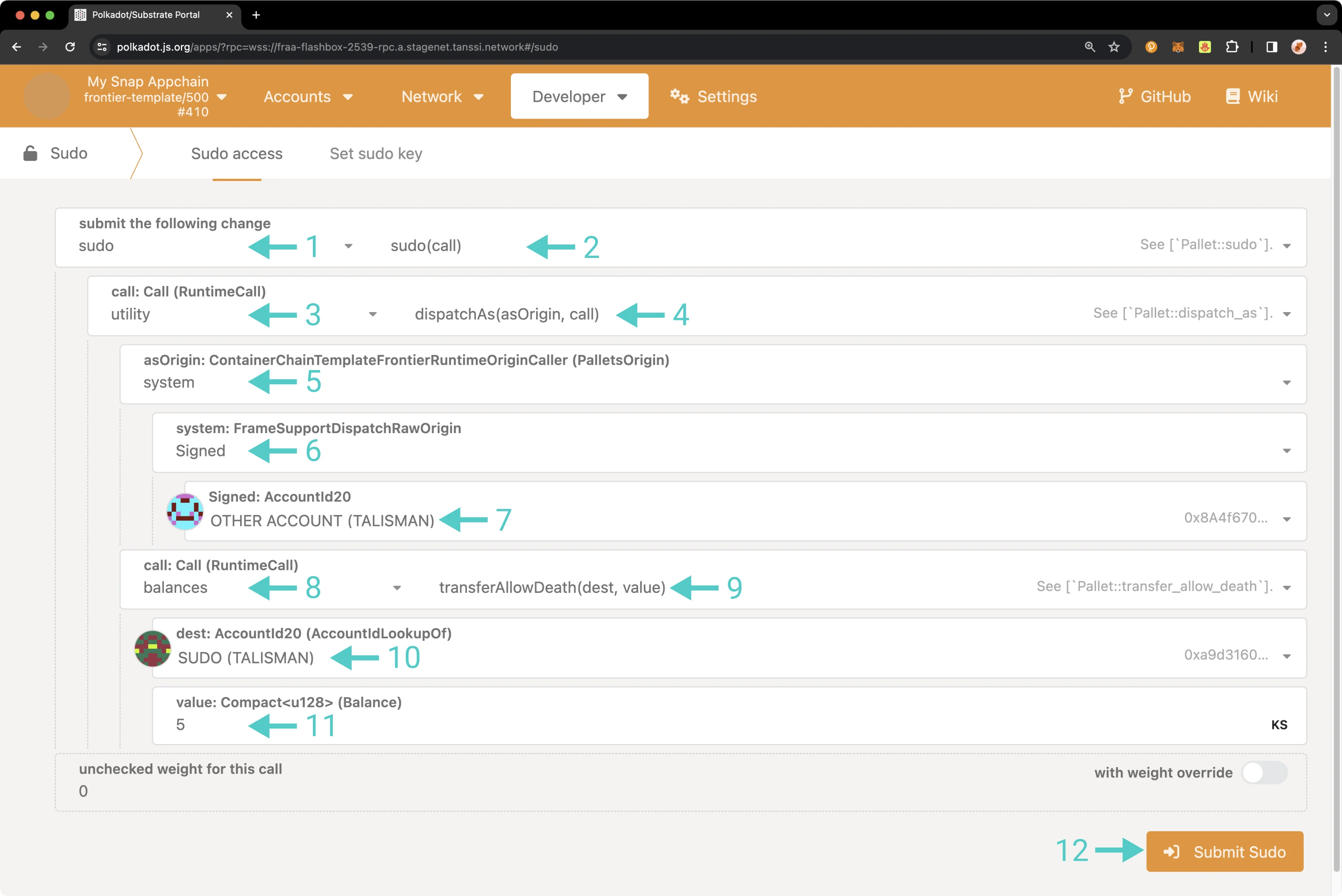 Use Sudo Dispatch As on Polkadot.js Apps