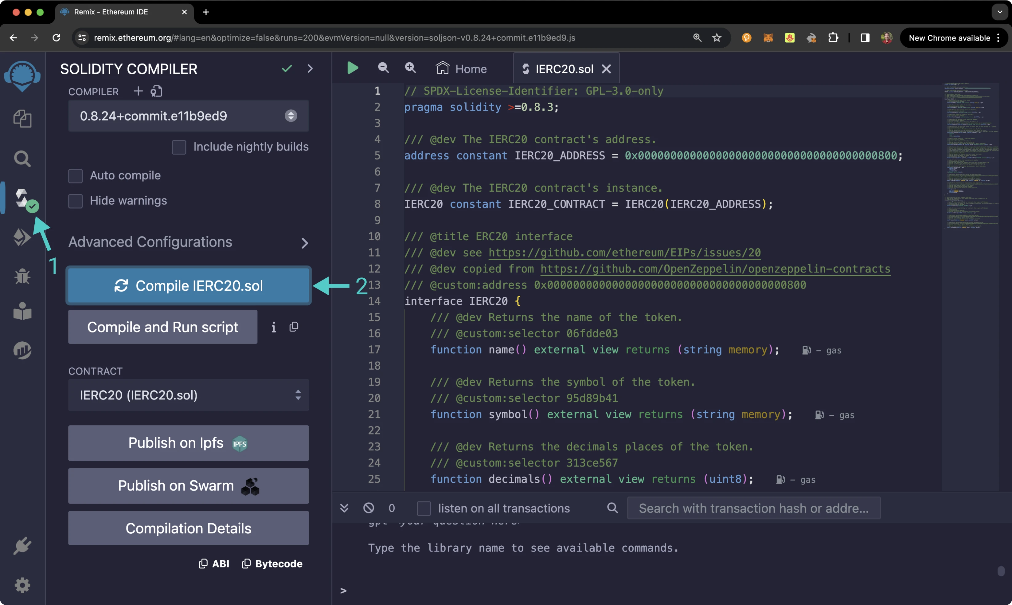 Compiling IERC20.sol