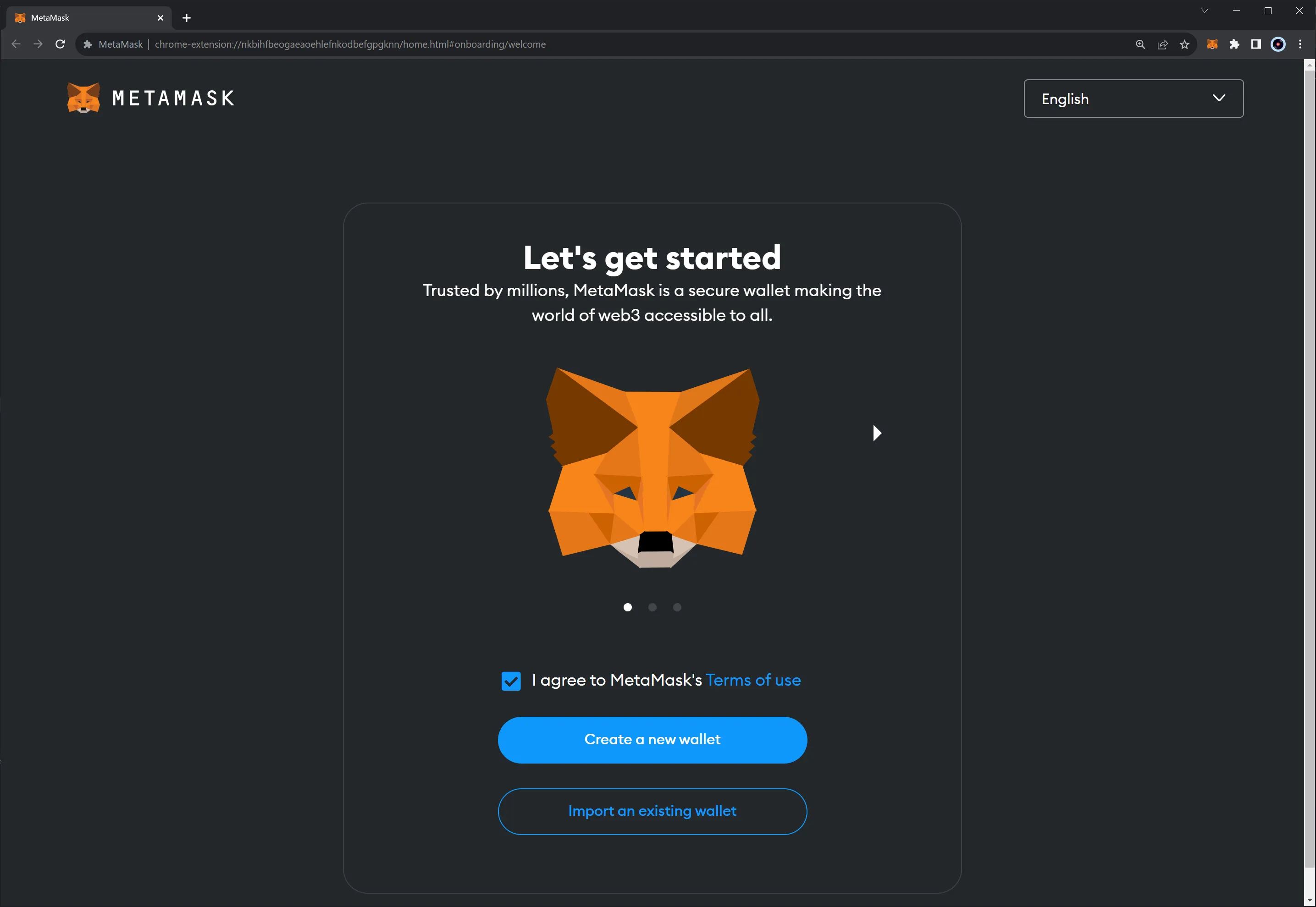 Metamask Setup Interface