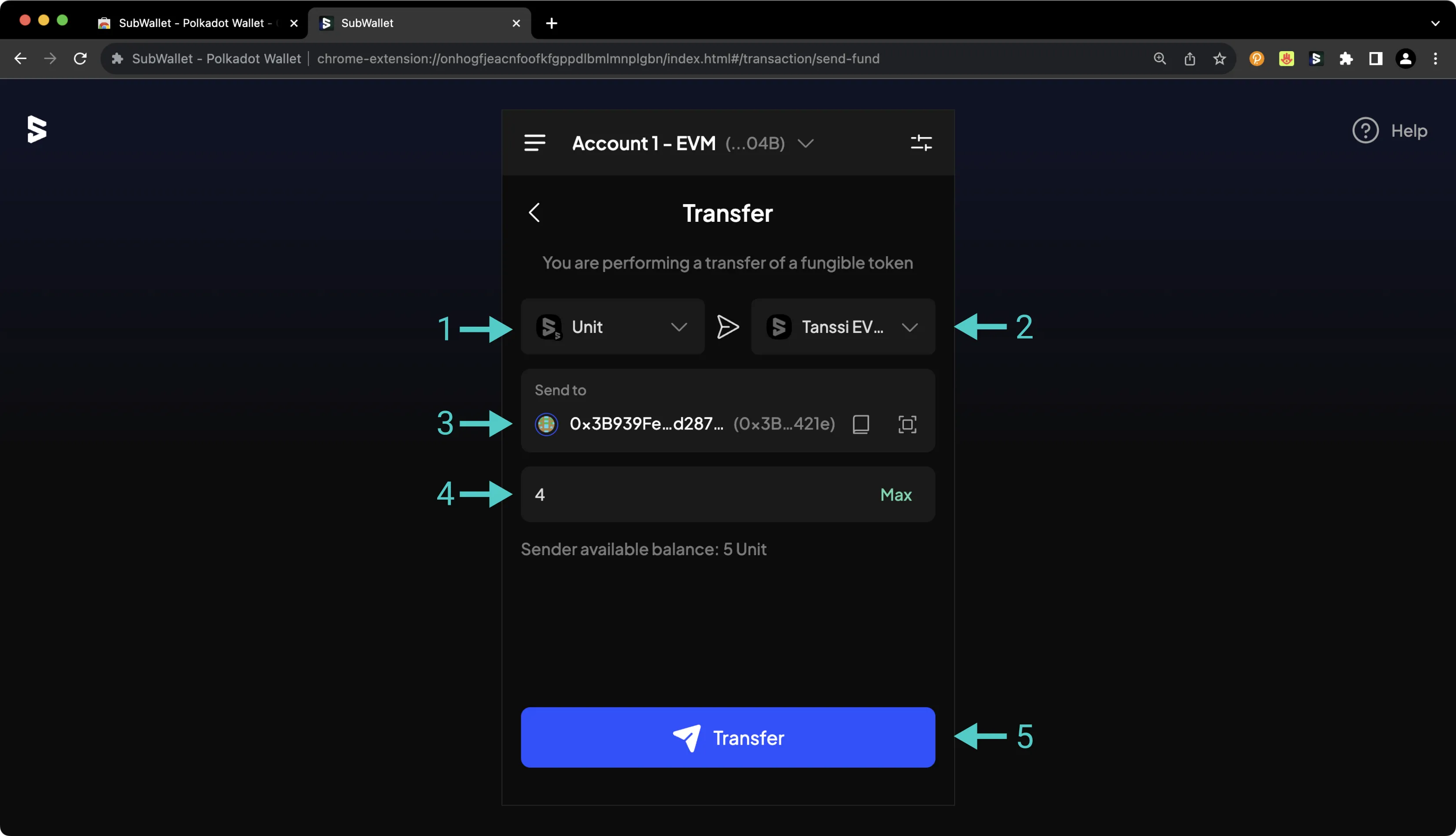 Send funds on your Tanssi EVM Network