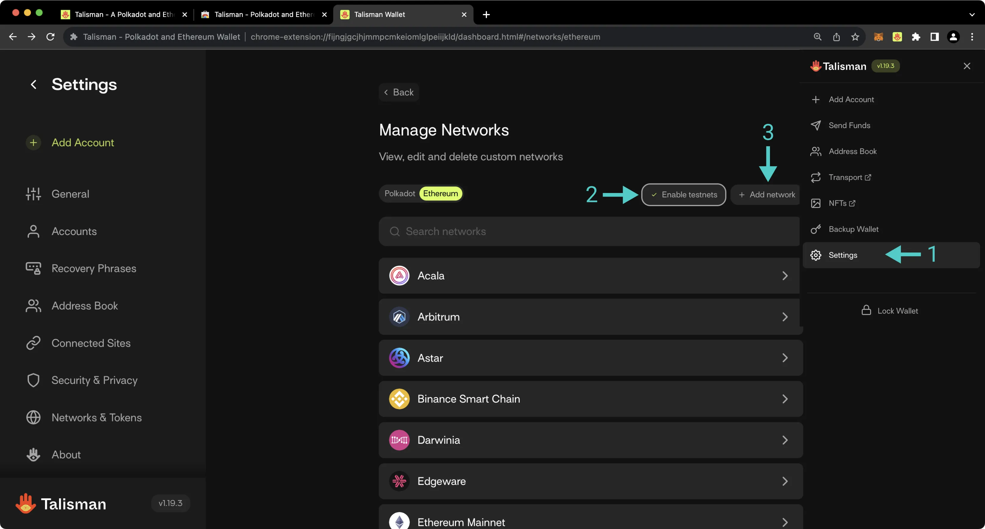 Add Network in Talisman