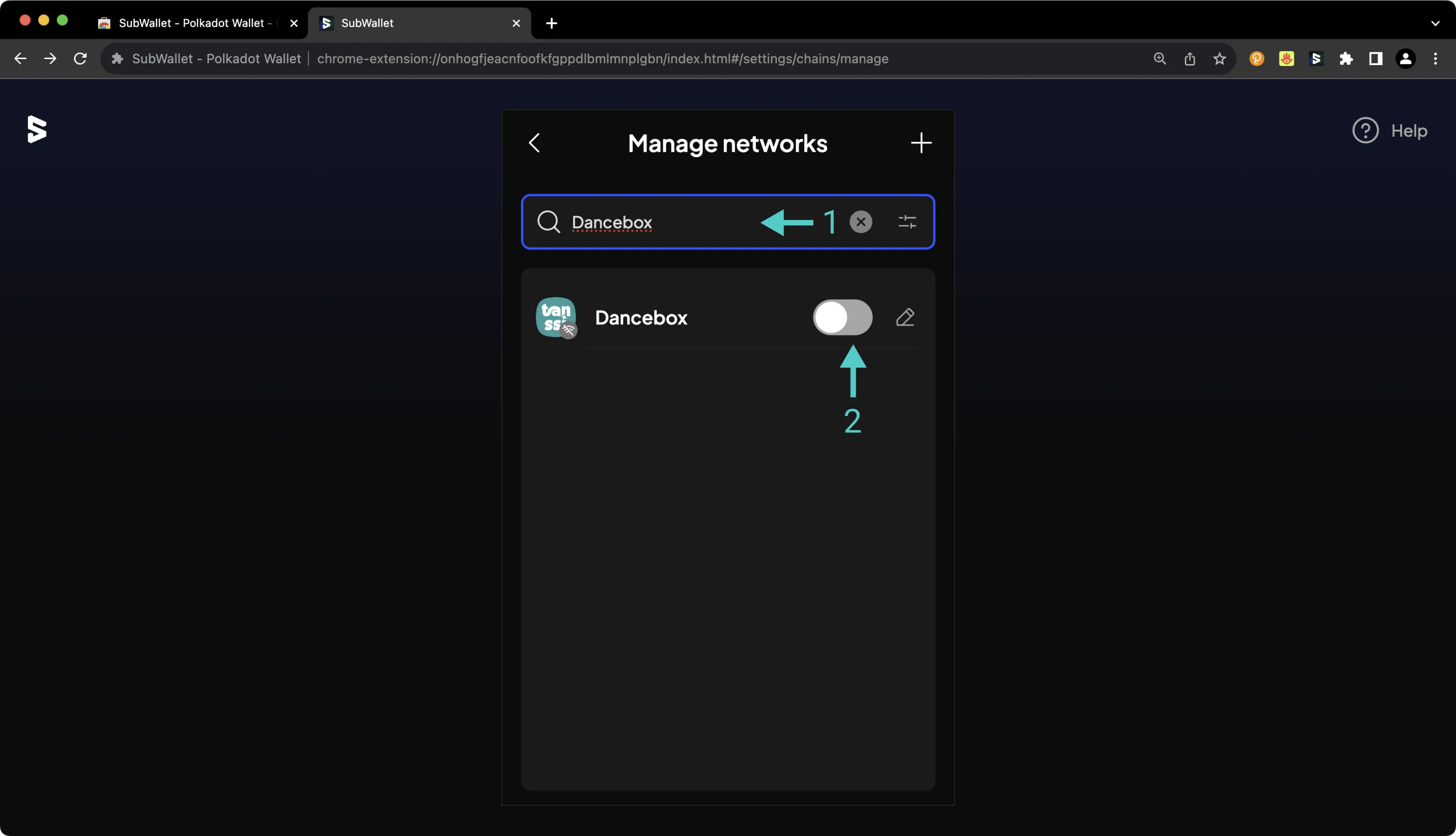 Toggle support for the Dancebox TestNet